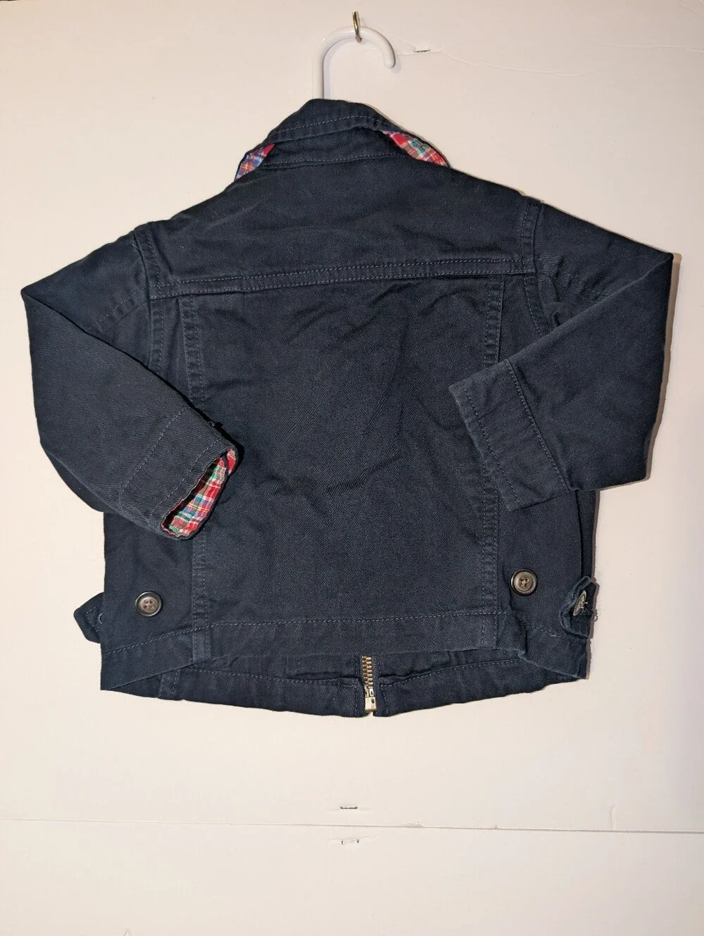 Ralph Lauren Navy Cotton Jacket with Red Pony & Plaid Accents